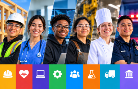 people doing different careers career catalog banner