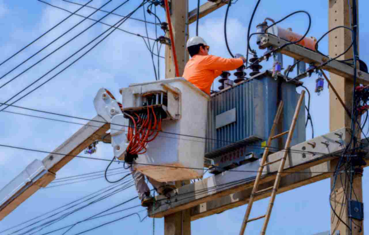 Electric utility worker